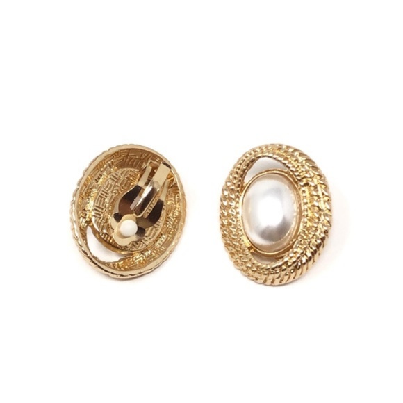 Faux Pearl Clip On Earrings - Picture 2 of 4